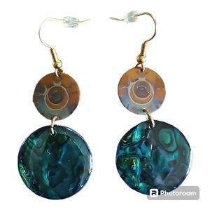 Blue Paua Shell Double Disc Earrings